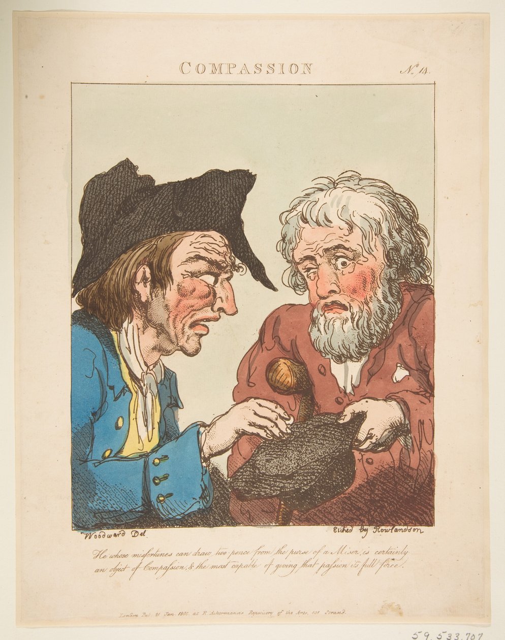 Merhamet Le Brun Travested veya Tutkuların Karikatürleri, 21 Ocak 1800. by Thomas Rowlandson