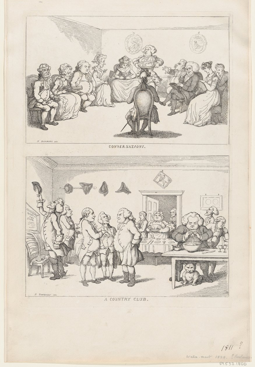 Sohbet ve Bir Kır Kulübü, 1806-11., 1806-11. by Thomas Rowlandson