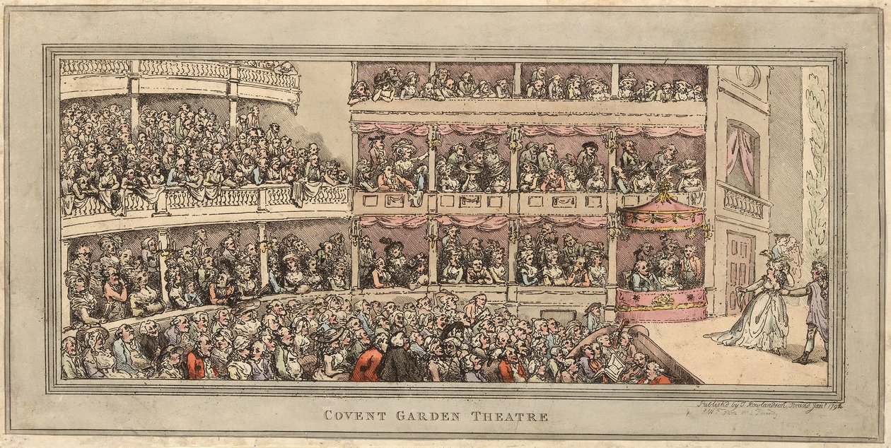 Covent Garden Tiyatrosu, pub. Henry Brookes, 1786 (el renkli gravür) by Thomas Rowlandson