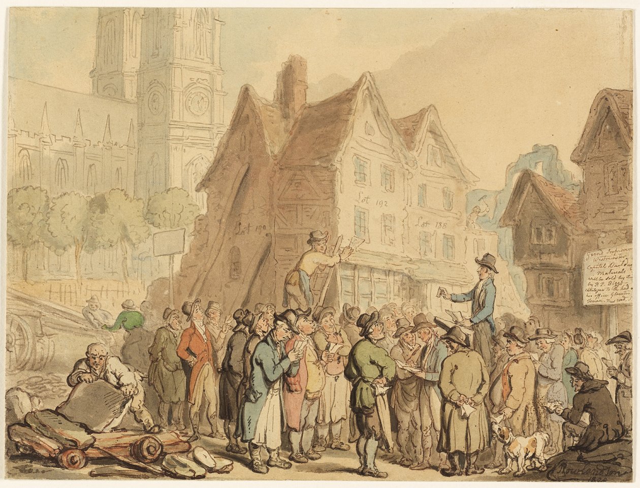 Westminster Abbey'in Kuzeyindeki Eski Evlerin Yıkımı by Thomas Rowlandson