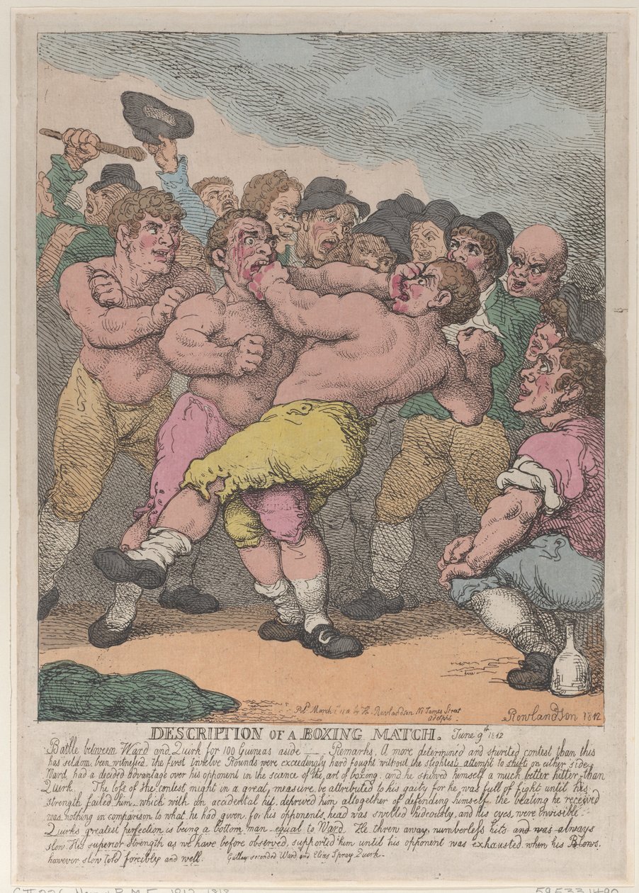 100 Gine için Ward ve Quirk arasında bir Boks Maçının Açıklaması, Marc..., 1 Mart 1812. by Thomas Rowlandson