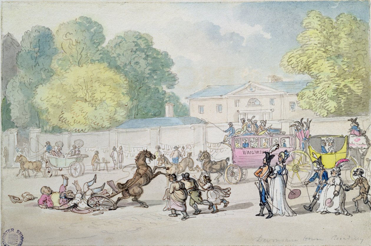 Devonshire Evi, Piccadilly by Thomas Rowlandson