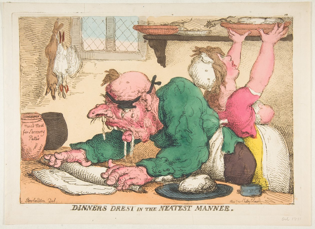 Akşam Yemeği En Düzgün Şekilde Drest, Ekim 1811. by Thomas Rowlandson