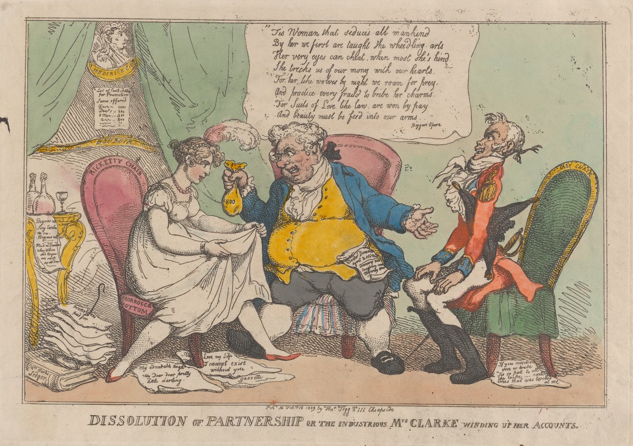 Ortaklığın Sona Ermesi veya Çalışkan Bayan Clarke İşini Sona Erdirme..., 15 Şubat 1809. by Thomas Rowlandson