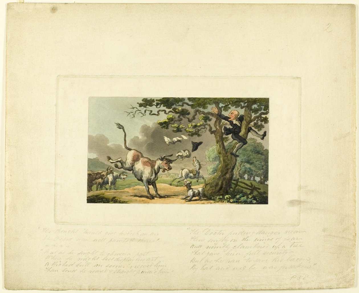 Doktor Sözdizimi Turu'ndan Bir Boğa Tarafından Takip Edilen Doktor Sözdizimi by Thomas Rowlandson
