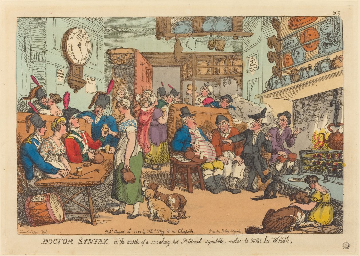 Doktor Sözdizimi, Dumanlı Bir Siyasal Tartışmanın Ortasında, Dibini Islatmak İstiyor by Thomas Rowlandson