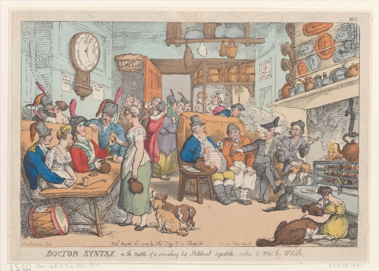 Doktor Sözdizimi, Sigara İçen Sıcak Bir Siyasi Tartışmanın Ortasında, Dilekler..., 31 Ağustos 1813. by Thomas Rowlandson