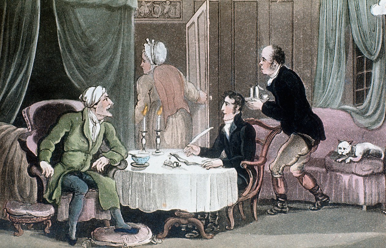 Doktor Sözdizimi vasiyetini yapıyor, c1816 by Thomas Rowlandson