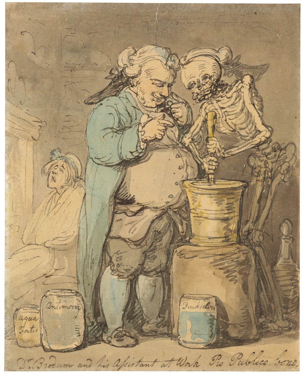 Dr. Brodum ve Asistanı Work Pro Bono Publico olarak by Thomas Rowlandson