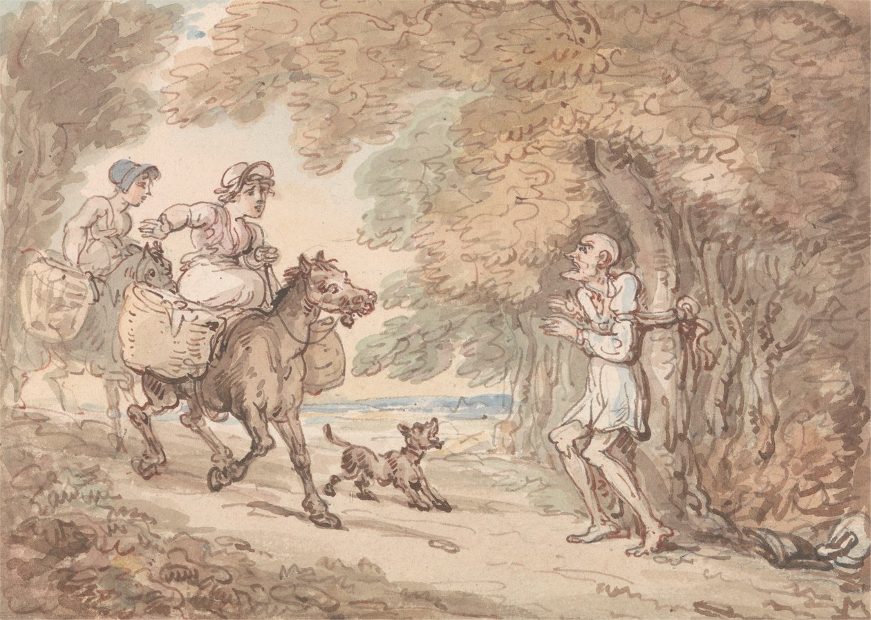 Otoyolcular Tarafından Bir Ağaca Bağlı Dr. Syntax by Thomas Rowlandson