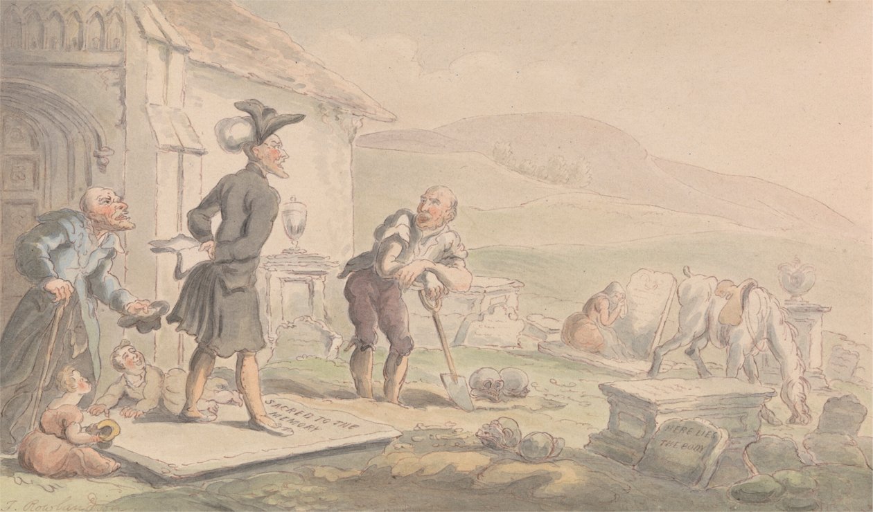 Mezar Taşları Üzerine Meditasyon Yapan Dr Sözdizimi by Thomas Rowlandson