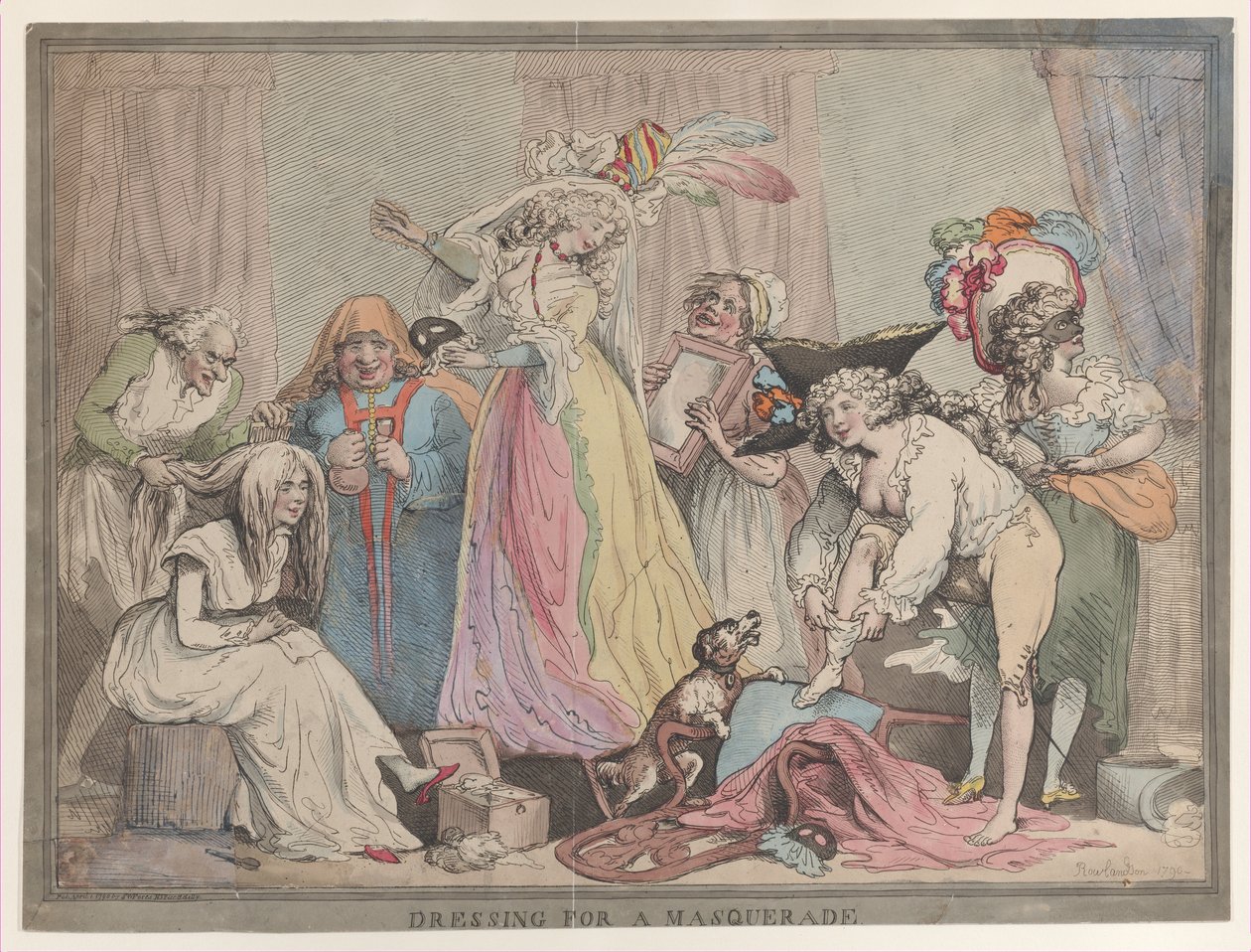 Maskeli Balo için Giyinme, 1 Nisan 1790., 1 Nisan 1790. by Thomas Rowlandson