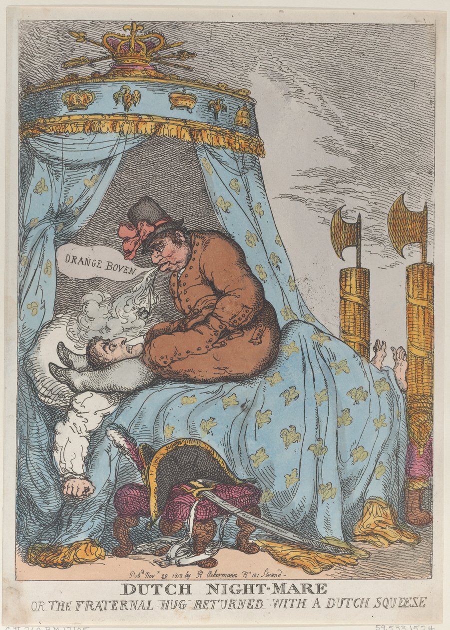 Hollandalı Gece Kısrağı veya Kardeş Kucaklama Hollanda Sıkışıyla Geri Döndü, Kasım..., 30 Kasım 1813. by Thomas Rowlandson