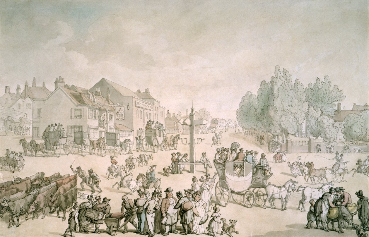 Fil ve Kale, Southwark, Londra, c1805-c1820 by Thomas Rowlandson