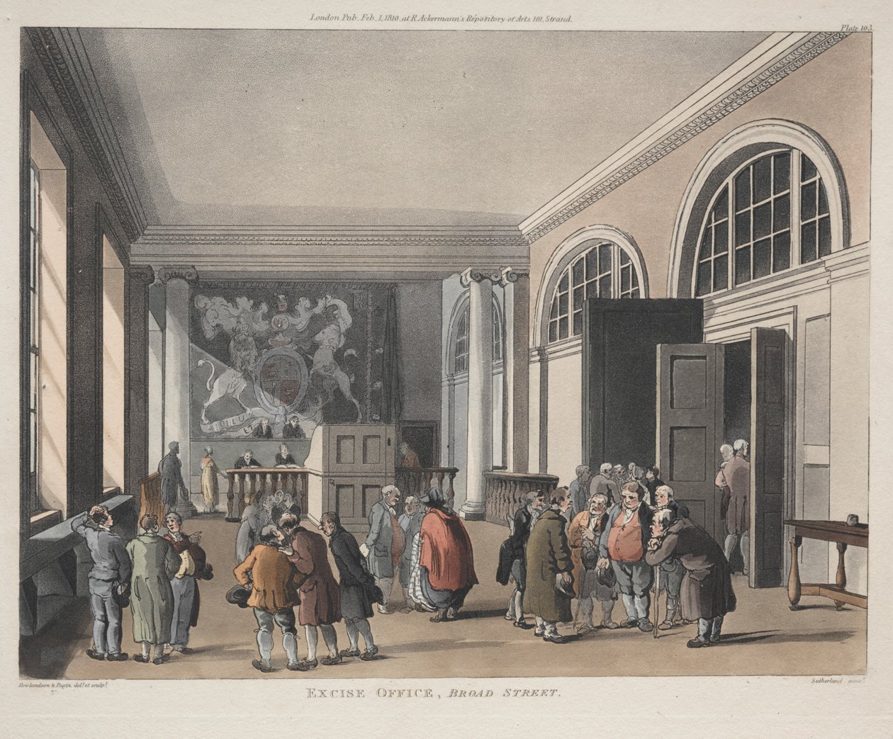 Vergi Dairesi, Broad Street by Thomas Rowlandson