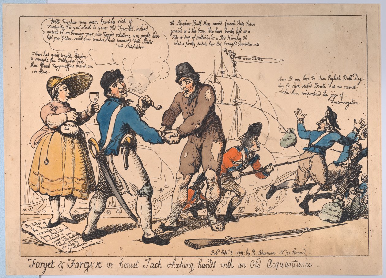 Unut ve Bağışla veya Dürüst Jack Eski Tanıdıkla Tokalaşırken, Se..., 3 Eylül 1799 by Thomas Rowlandson