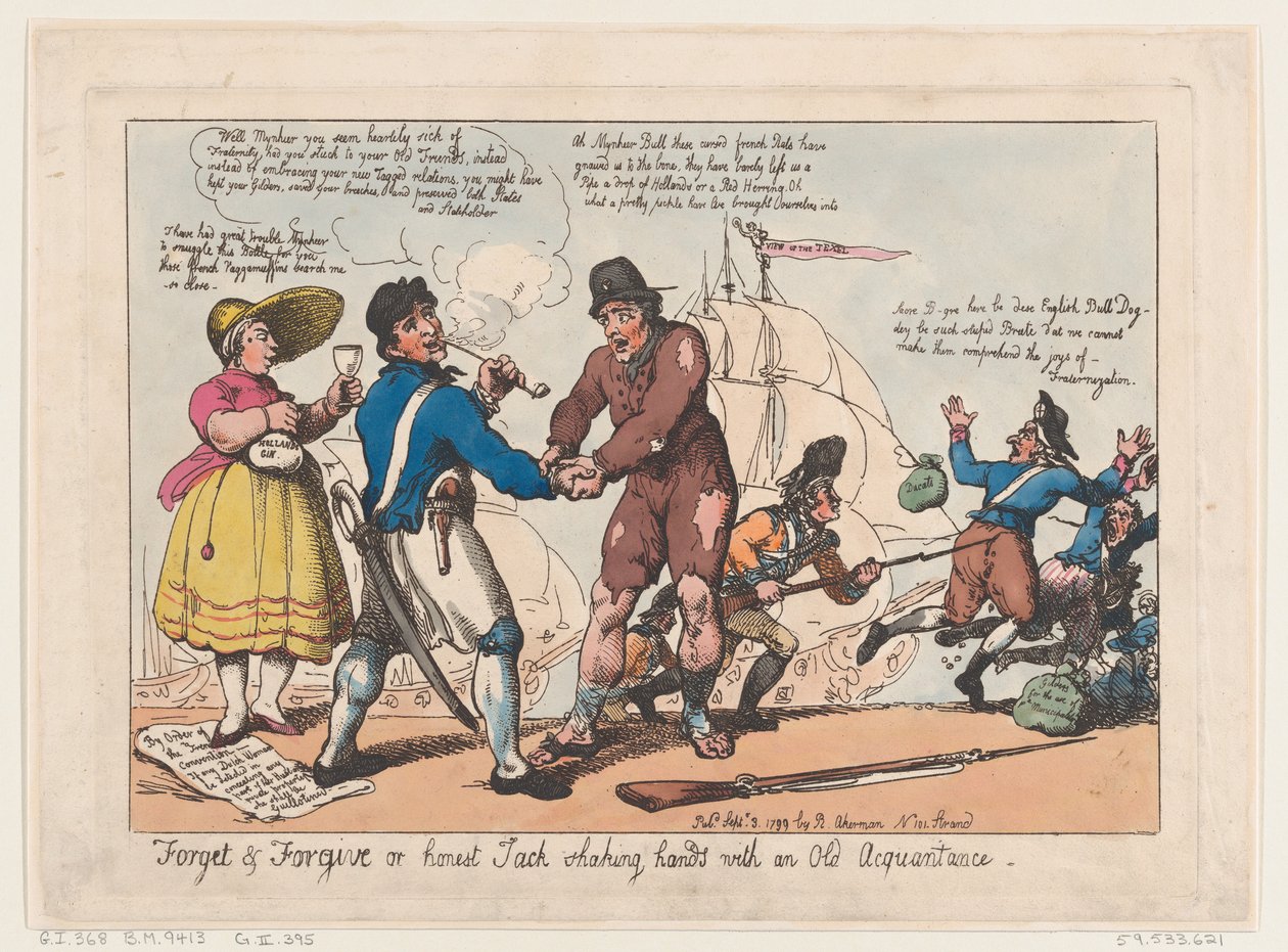 Unut ve Bağışla veya Dürüst Jack Eski Tanıdıkla Tokalaşırken, Se..., 3 Eylül 1799 by Thomas Rowlandson