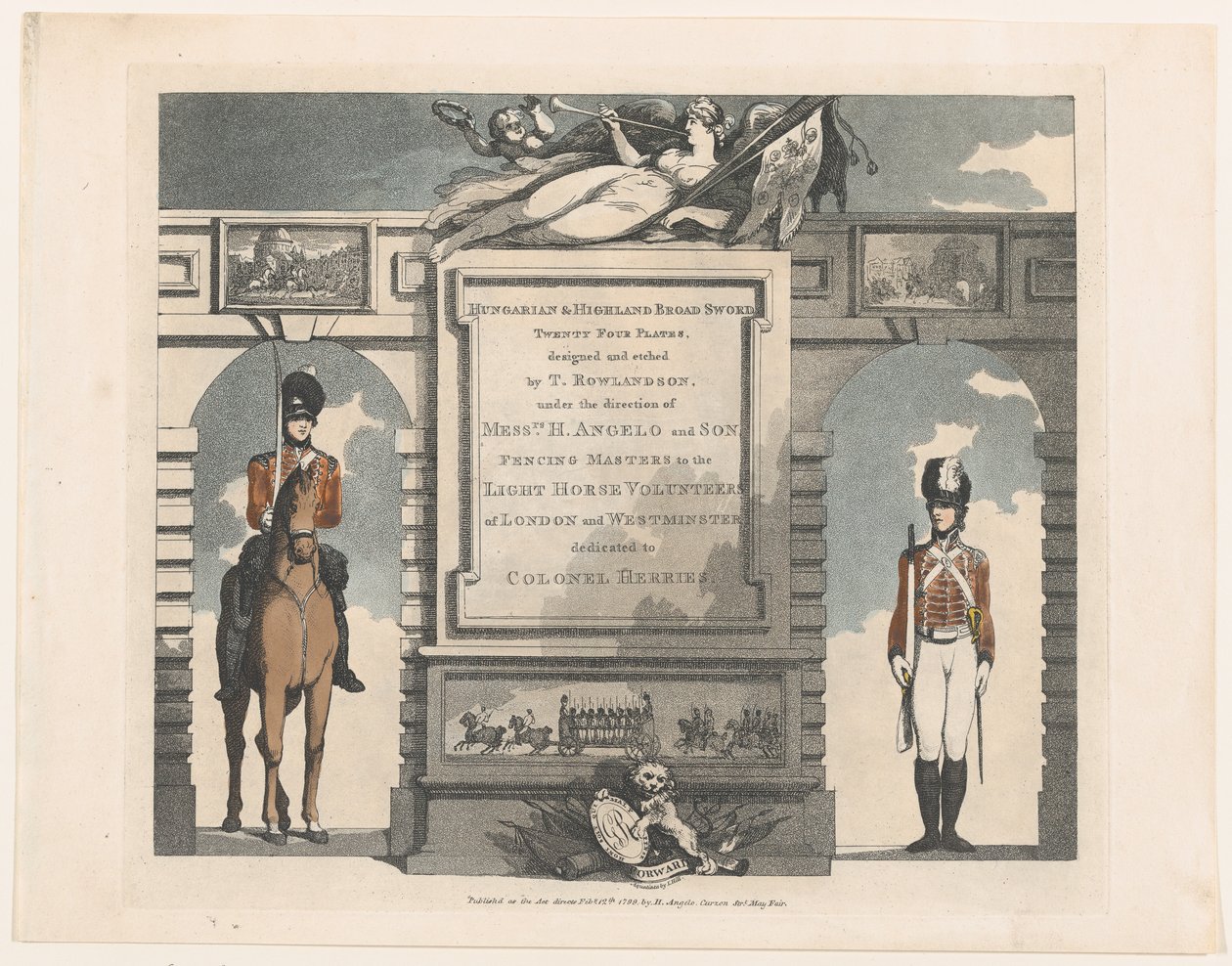 Forward, Macar ve Highland Broadsword, 12 Şubat 1799. by Thomas Rowlandson