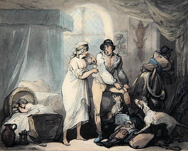 Ülkede Saat Dört (kağıt üzerine suluboya) by Thomas Rowlandson