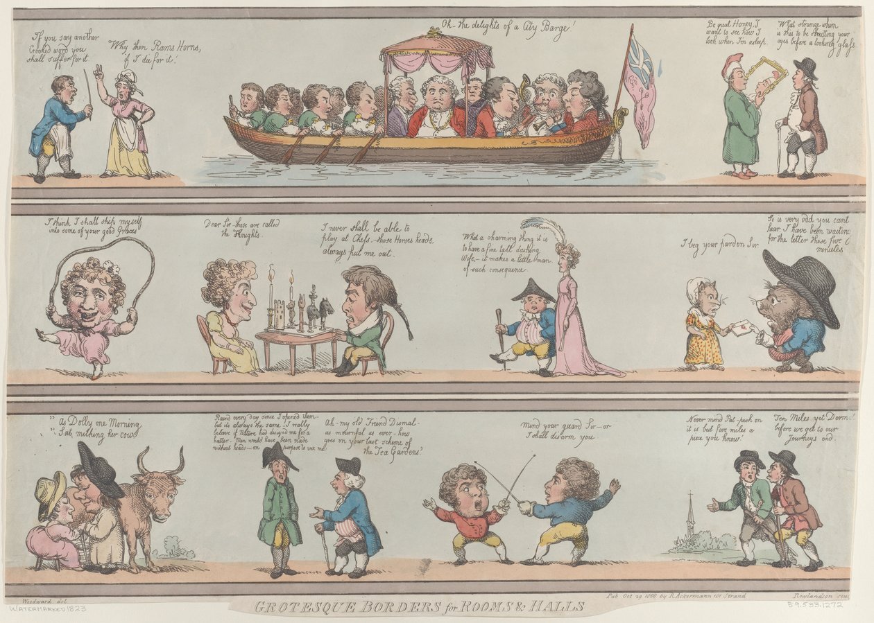 Odalar ve Salonlar için Grotesk Sınırlar, [29 Ekim 1800], yeniden basım., [29 Ekim 1800], yeniden basım. by Thomas Rowlandson