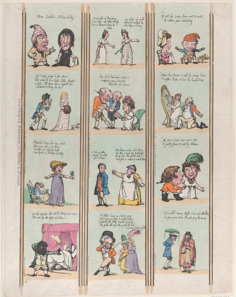 Odalar ve Salonlar için Grotesk Sınırlar, Levha 16, 1 Ağustos 1799., 1 Ağustos 1799. by Thomas Rowlandson