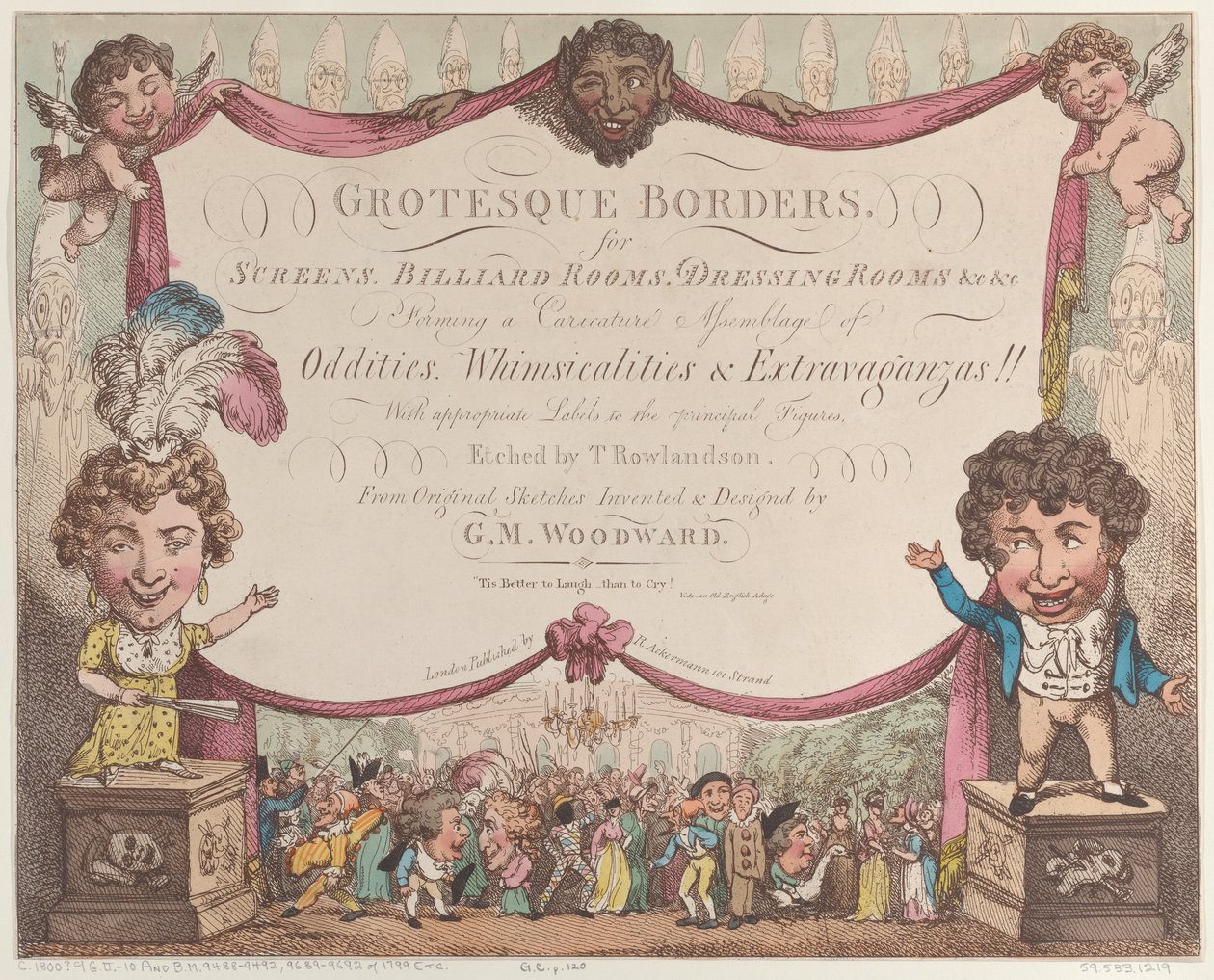 Ekranlar, Bilardo Salonları, Soyunma Odaları için Grotesk Kenarlıklar, &c &c, 1799-1800., 1799-1800. by Thomas Rowlandson