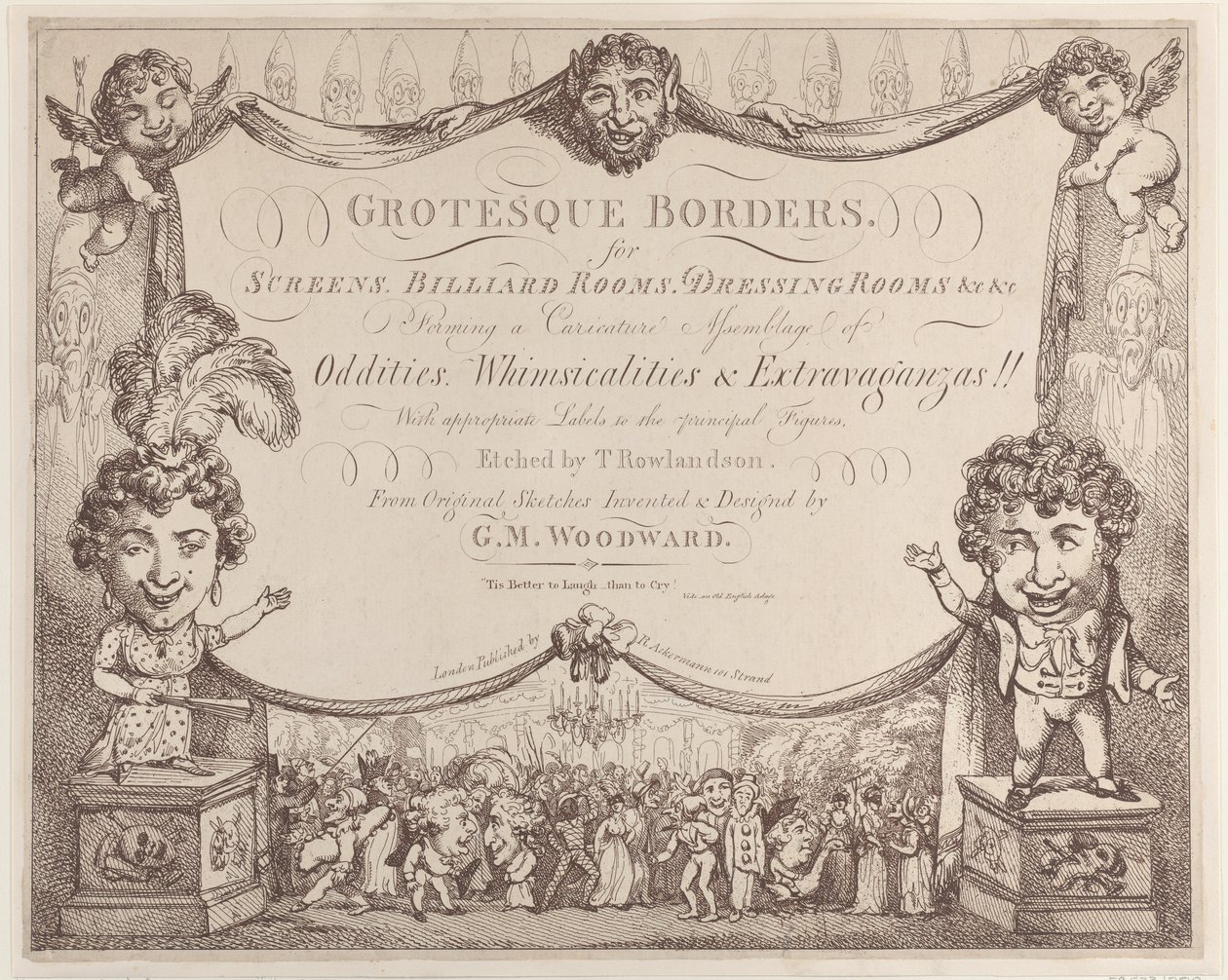 Ekranlar, Bilardo Salonları, Soyunma Odaları için Grotesk Kenarlıklar, &c &c, 1799-1800., 1799-1800. by Thomas Rowlandson