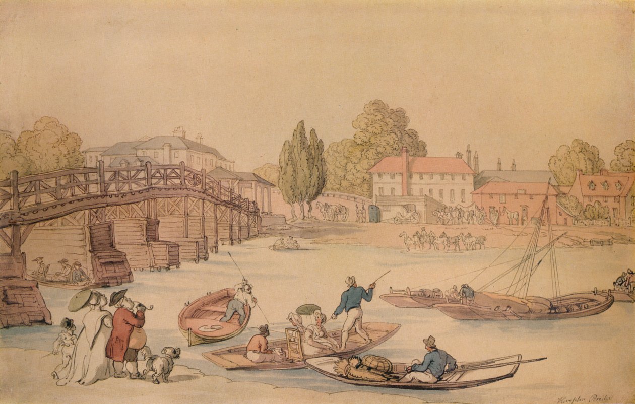 Hampton Köprüsü, 1800 by Thomas Rowlandson