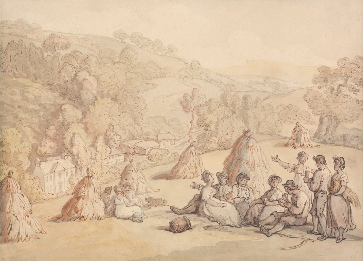Mısır Tarlasında Dinlenen Biçerdöverler by Thomas Rowlandson