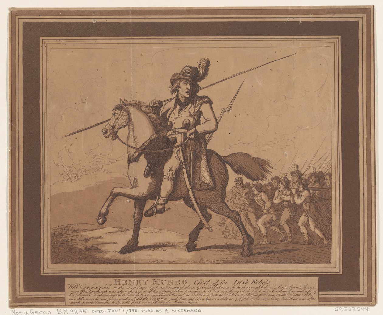 Henry Munro, İrlanda İsyancıları Şefi, 1 Temmuz 1798., 1 Temmuz 1798. by Thomas Rowlandson
