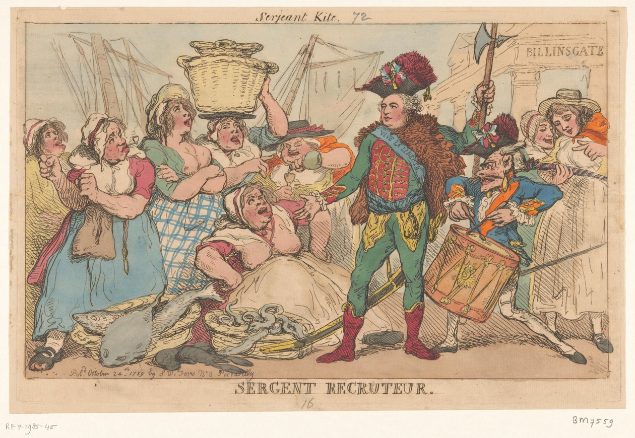 Balık kadınları arasında Orléans Dükü, 1789 Sergent Recruiter (nesne üzerindeki başlık) by Thomas Rowlandson