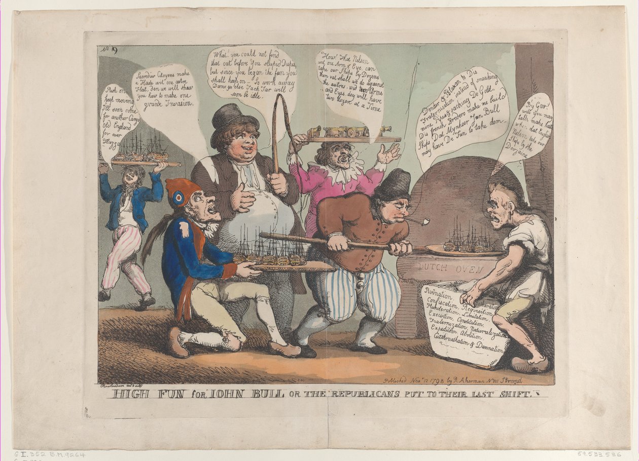 John Bull için Yüksek Eğlence veya Son Vardiyalarına Başlayan Cumhuriyetçiler, Kasım ..., 12 Kasım 1798. by Thomas Rowlandson