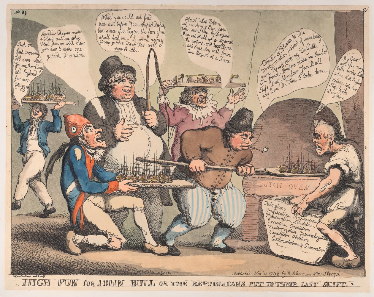 John Bull için Yüksek Eğlence veya Son Vardiyalarına Başlayan Cumhuriyetçiler, Kasım ..., 12 Kasım 1798. by Thomas Rowlandson