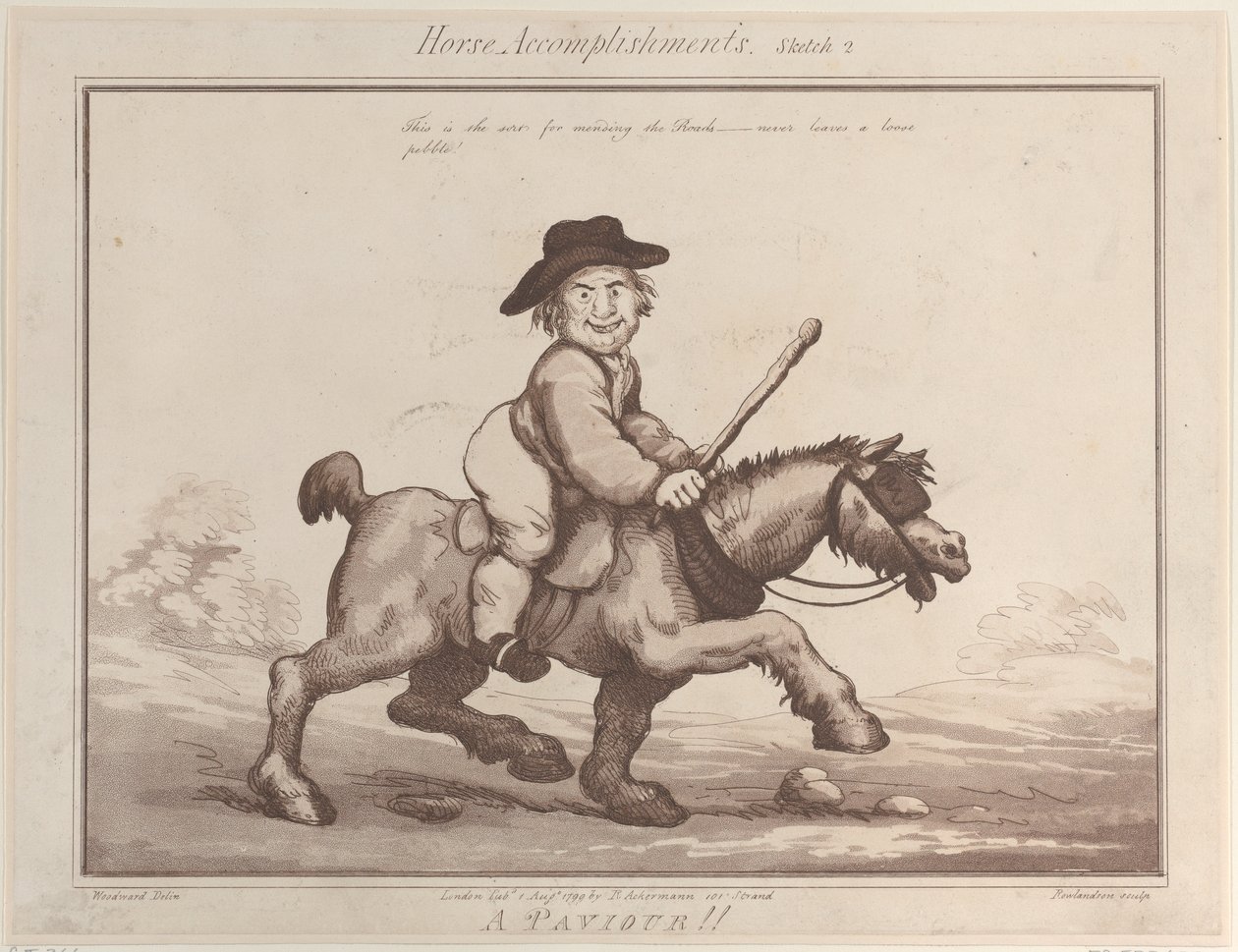 At Başarıları, Sketch 2: A Paviour!!, 1 Ağustos 1799., 1 Ağustos 1799. by Thomas Rowlandson