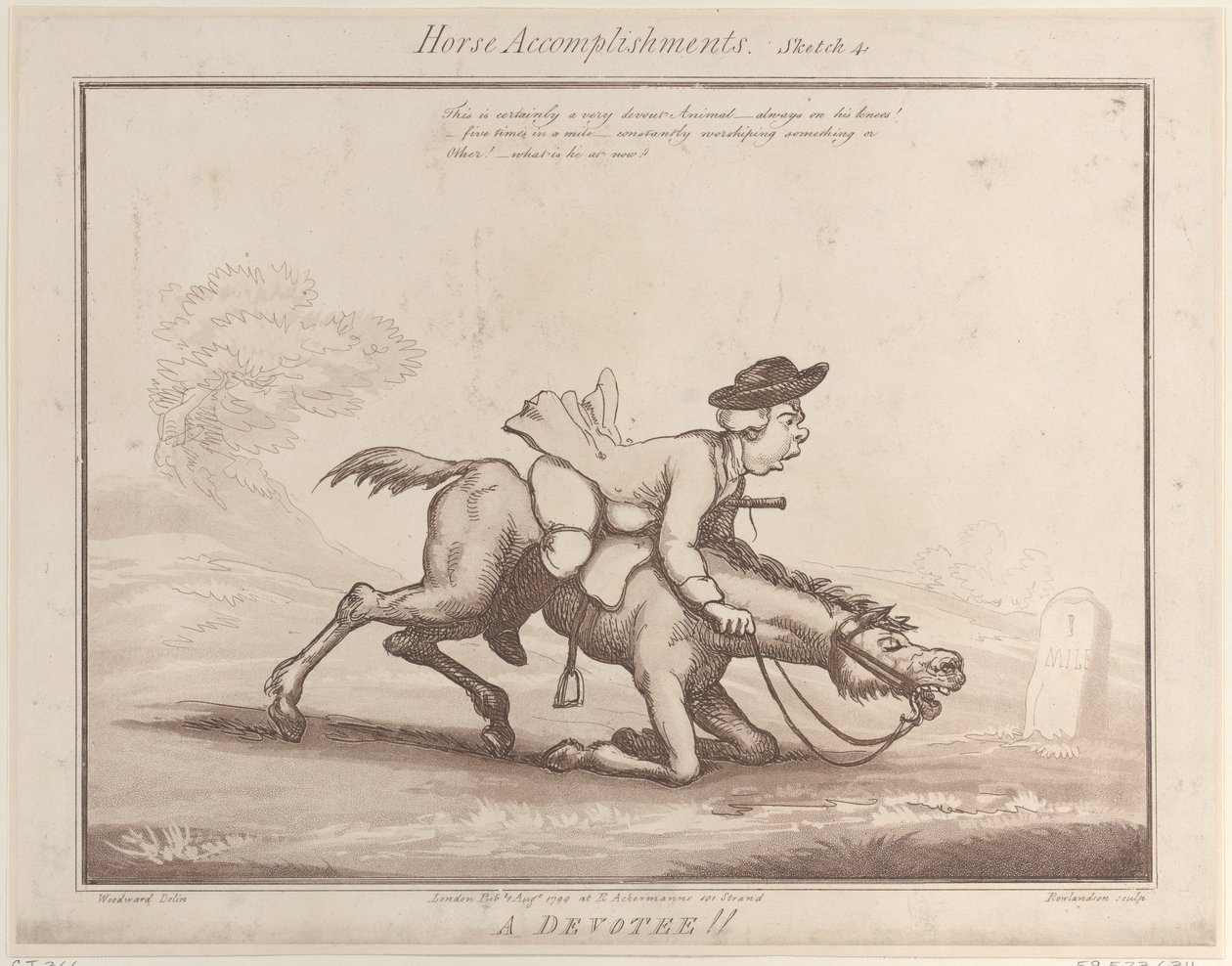 At Başarıları, Taslak 4: Bir Devotee !!, 1 Ağustos 1799., 1 Ağustos 1799. by Thomas Rowlandson