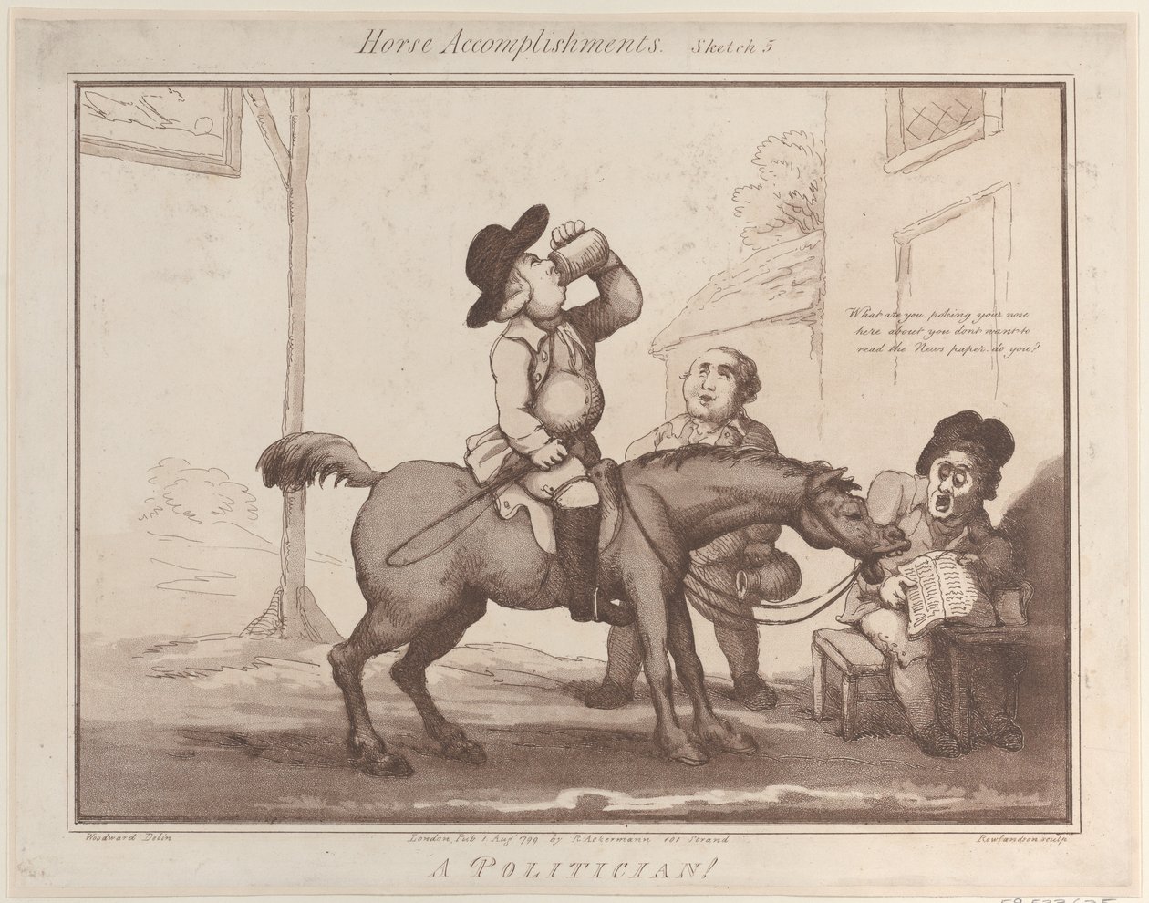 At Başarıları, Taslak 5: Bir Politikacı !!, 1 Ağustos 1799., 1 Ağustos 1799. by Thomas Rowlandson