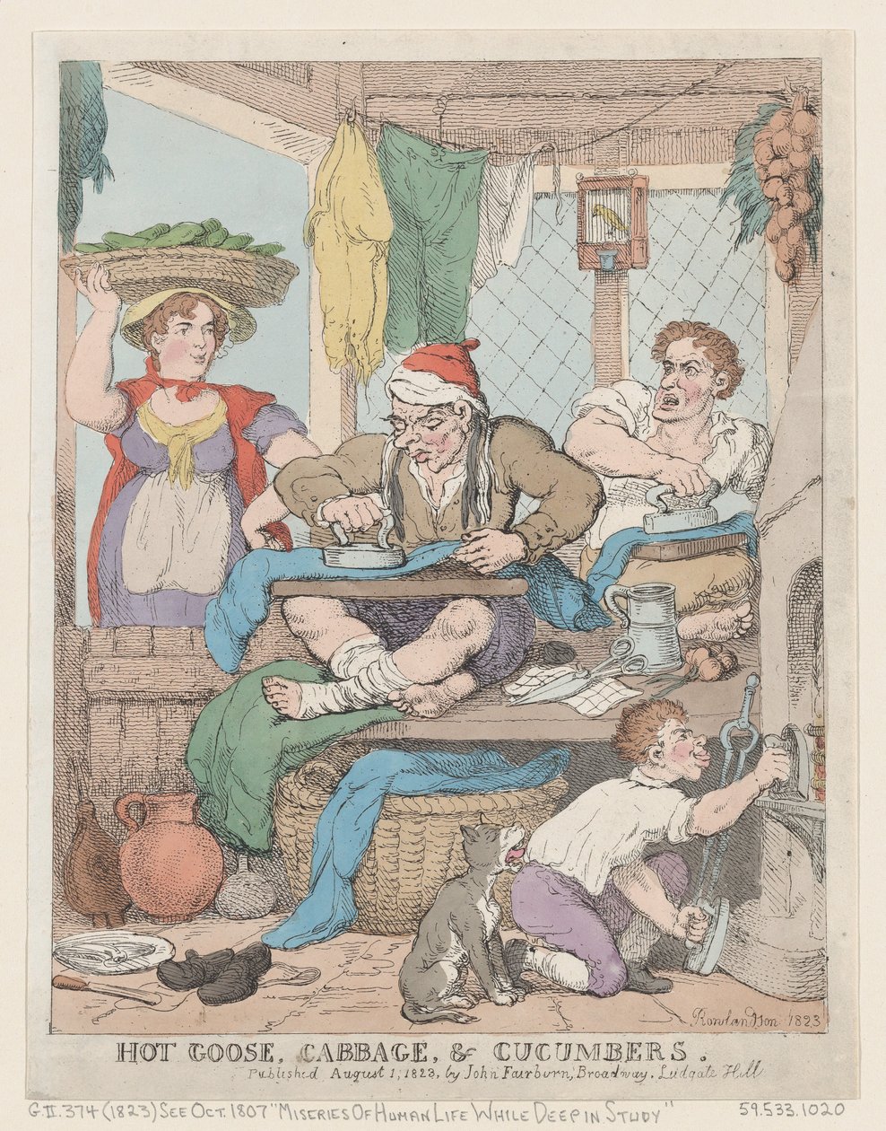 Sıcak Kaz, Lahana ve Salatalık, 1823., 1823. by Thomas Rowlandson