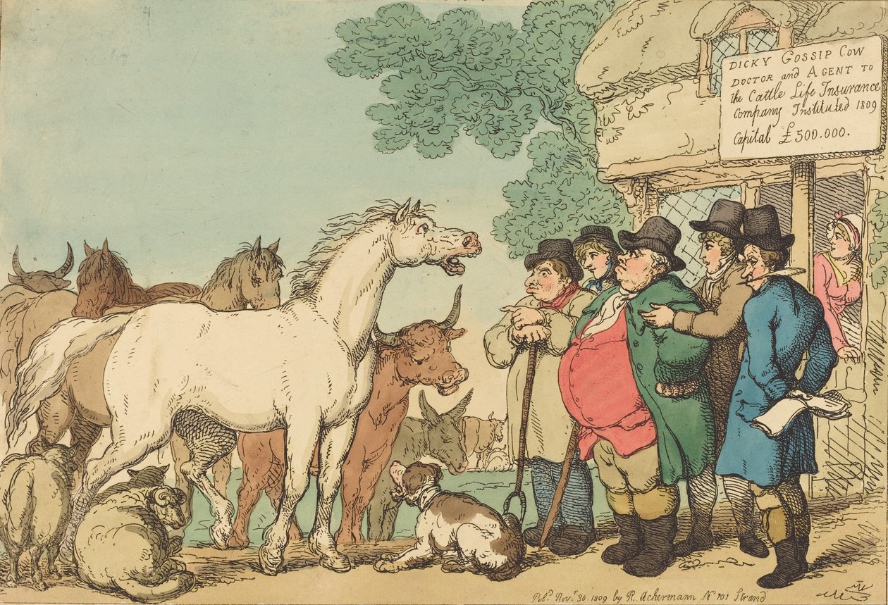 Sigortalanabilir Sığır, 1809 yayınlandı. by Thomas Rowlandson