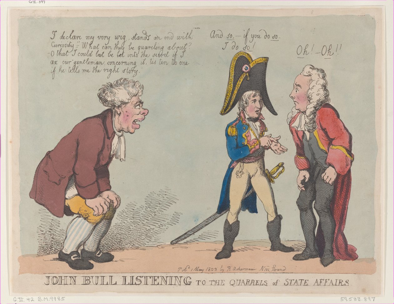 John Bull Devlet İşleri Tartışmalarını Dinlerken, 1 Mayıs 1803., 1 Mayıs 1803. by Thomas Rowlandson