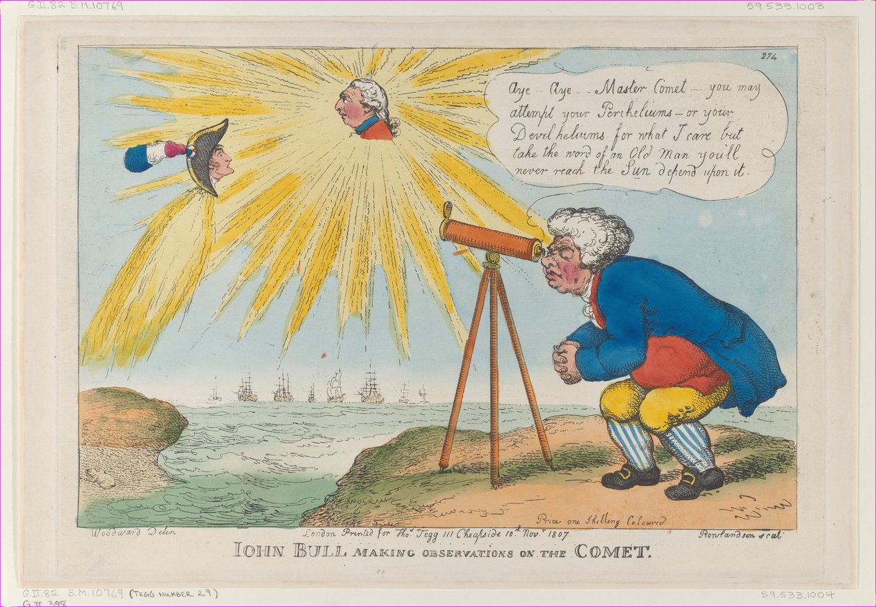 John Bull Kuyruklu Yıldız Üzerinde Gözlemler Yapıyor, 10 Kasım 1807., 10 Kasım 1807. by Thomas Rowlandson