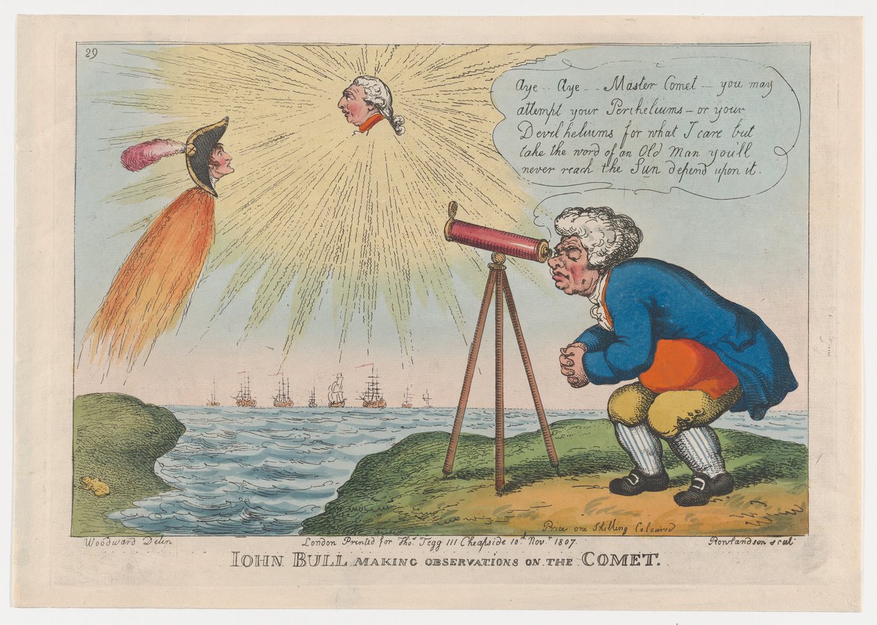 John Bull Kuyruklu Yıldız Üzerinde Gözlemler Yapıyor, 10 Kasım 1807., 10 Kasım 1807. by Thomas Rowlandson