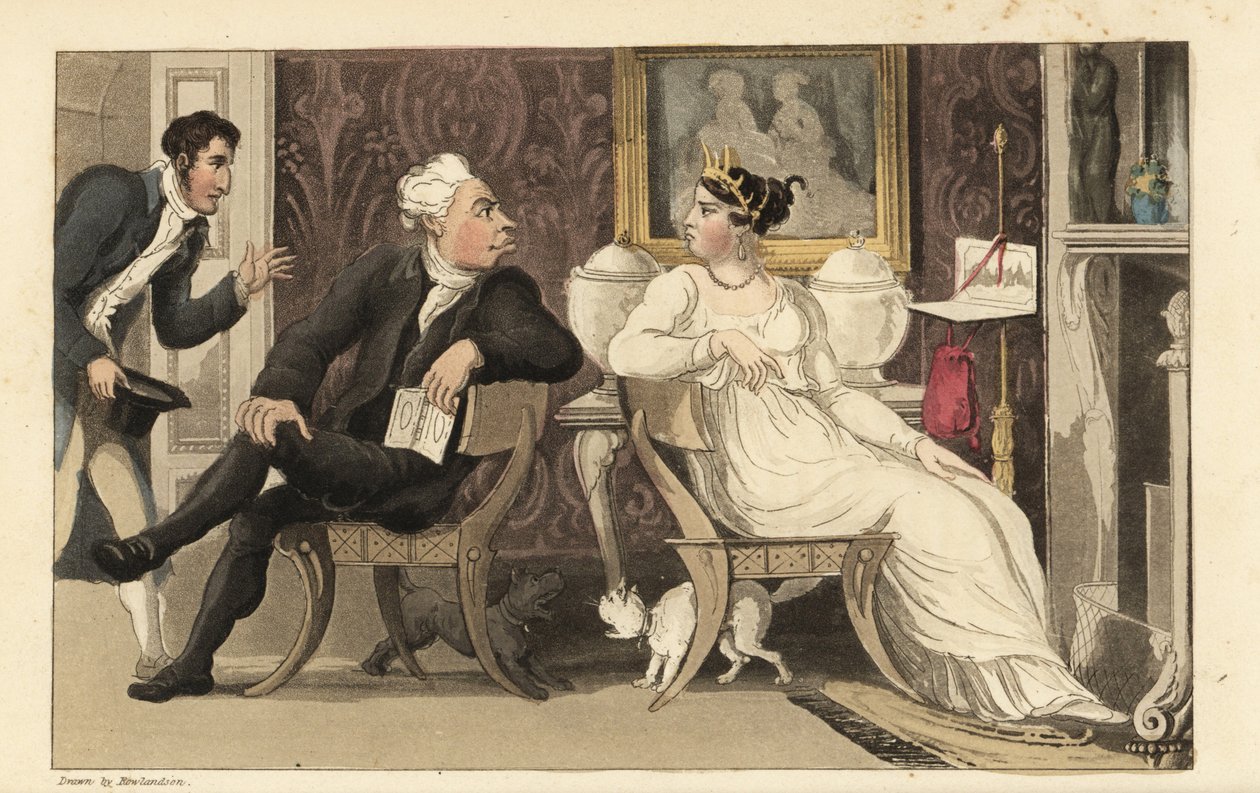 Johnny, Regency salonundaki bir partide konuklar arasındaki bir tartışmayı böler. William Combe