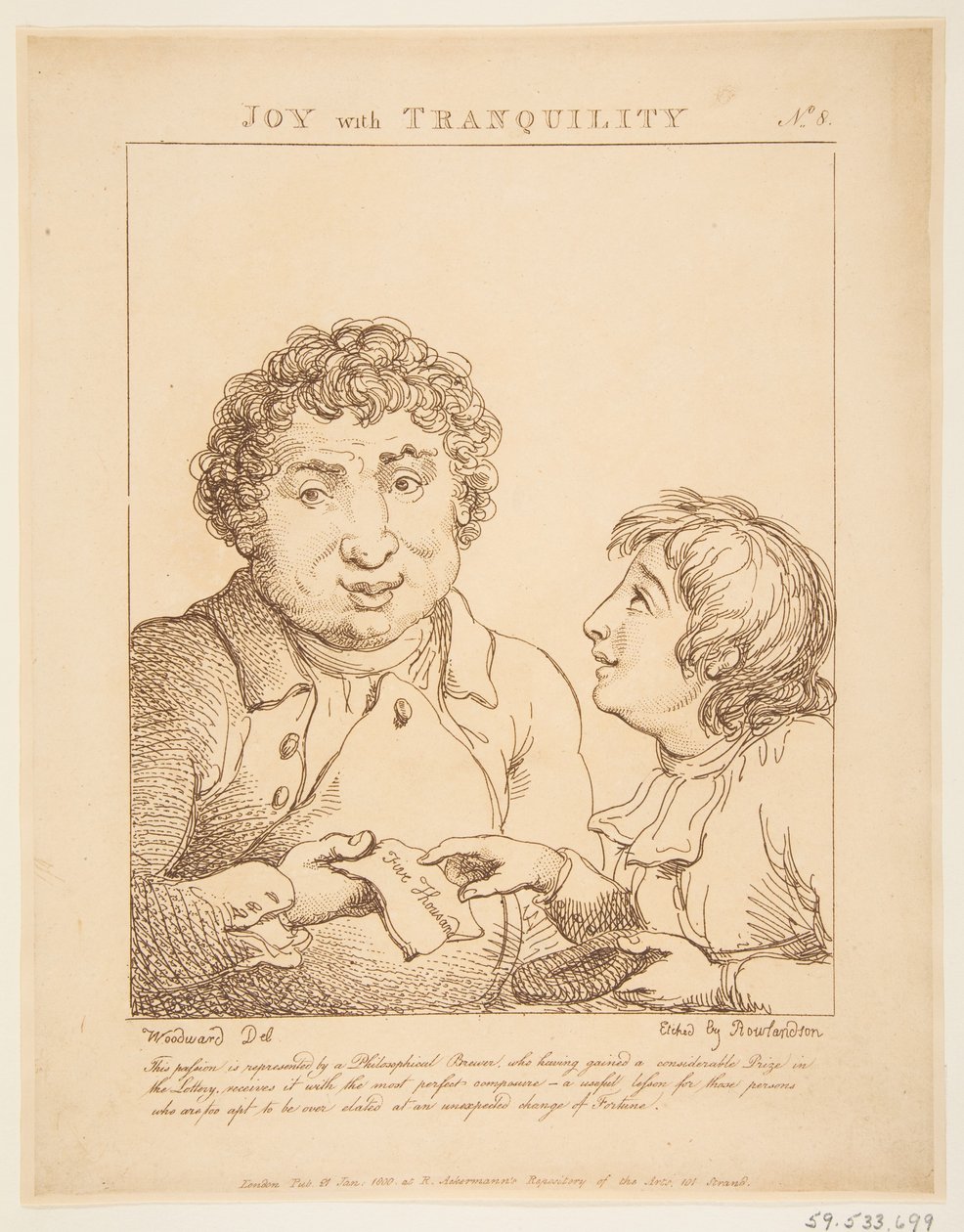 Huzurlu Sevinç Le Brun Travested veya Tutkuların Karikatürleri, 21 Ocak 1800. by Thomas Rowlandson