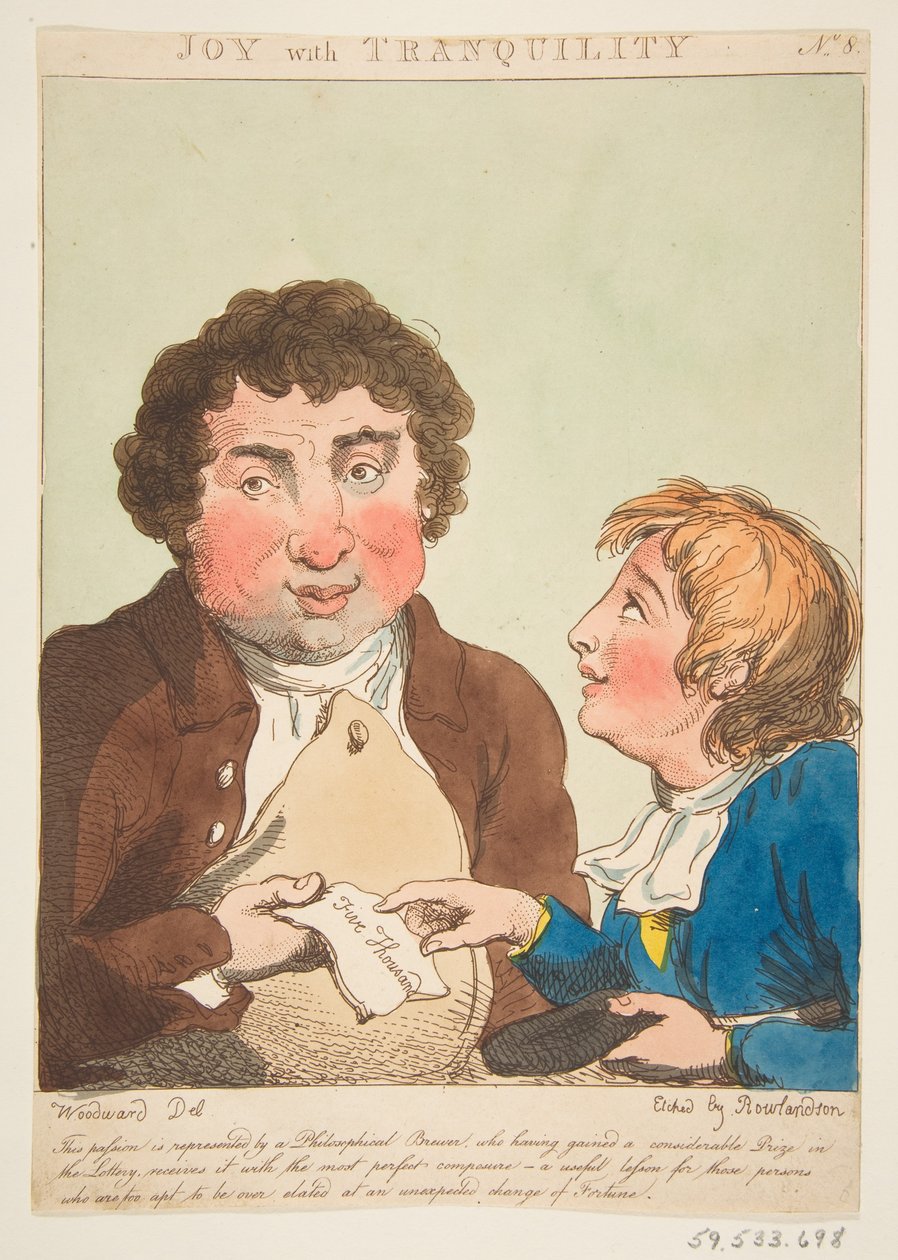 Huzurlu Sevinç Le Brun Travested veya Tutkuların Karikatürleri, 21 Ocak 1800. by Thomas Rowlandson
