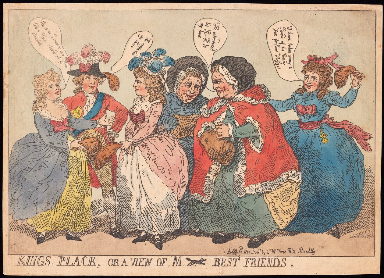 Kings Place veya M ---- Best Friends, pub manzarası. 1784 (el renkli gravür) by Thomas Rowlandson