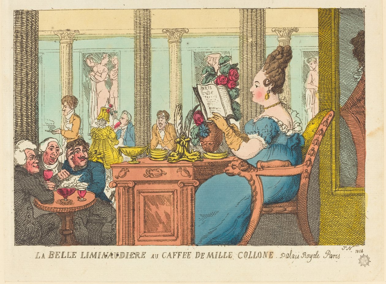 La Belle Limonaudiere, Cafe des Mille Colonnes, Palais Royal, Paris by Thomas Rowlandson