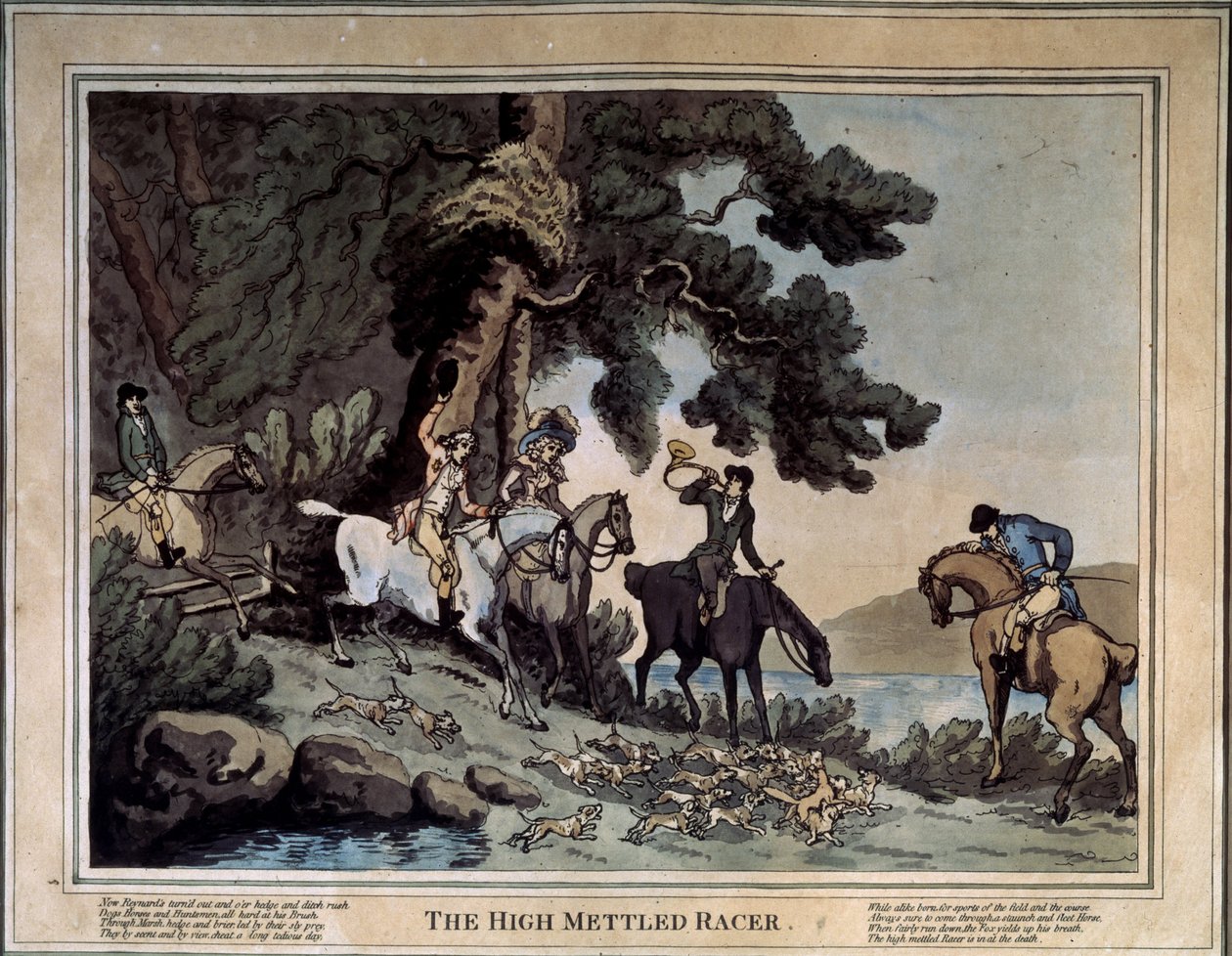Yüksek kuryenin buluşması (Yüksek cesaretli yarışçı). Thomas Rowlandson