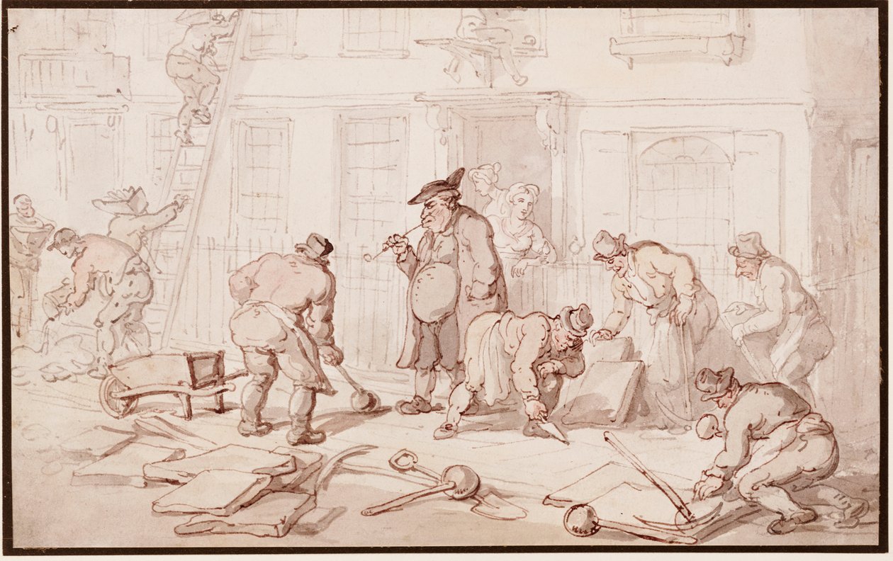 Kaldırımı Döşen İşçiler by Thomas Rowlandson