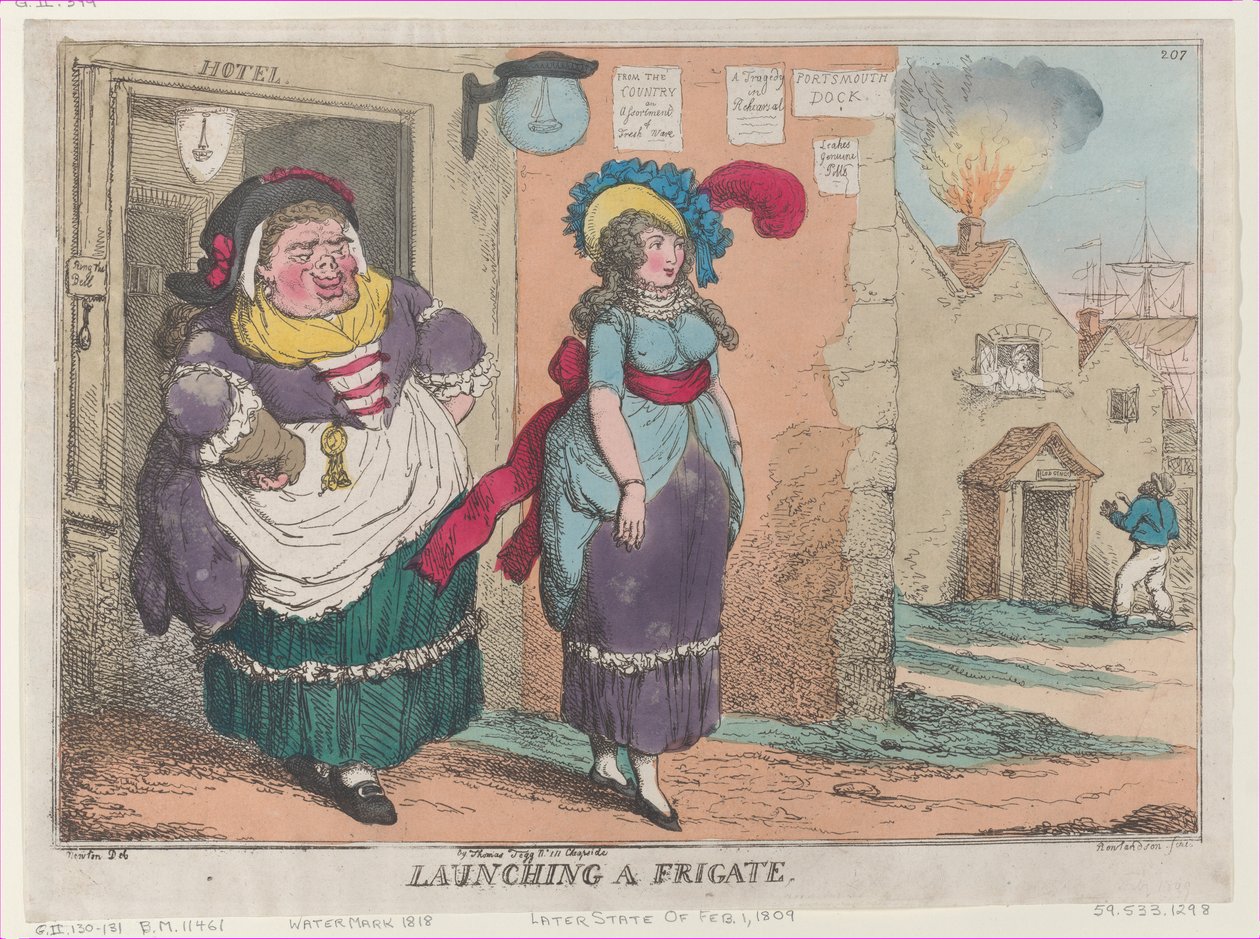 Fırkateyn fırlatma, [1 Şubat 1809], yeniden yazdırın., [1 Şubat 1809], yeniden yazdırın. by Thomas Rowlandson