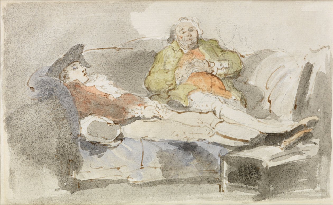 Kanepede Tembellik (kalem ve mürekkep üzerine sulu boya) by Thomas Rowlandson